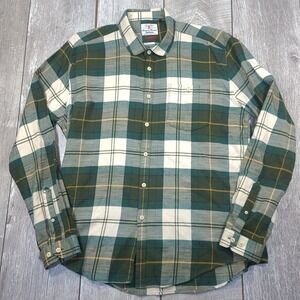 Barbour Straiton Shirt Mens Large Green Plaid Slim Fit Beacon Brand Long Sleeve
